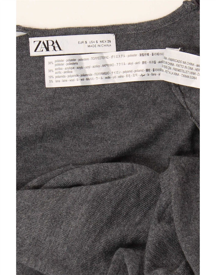 Abito maglione a maniche lunghe da donna Zara UK 10 piccolo poliestere grigio