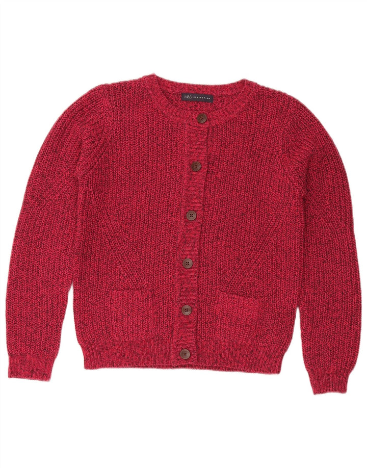 Maglione cardigan oversize da donna Marks & Spencer UK 10 piccolo rosa chiazzato