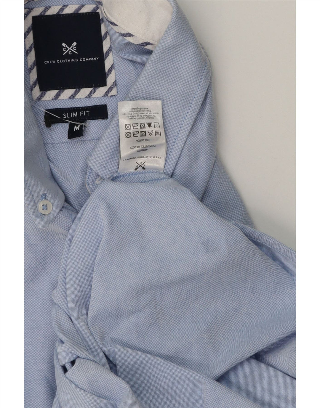 CREW CLOTHING Camicia da uomo slim fit in cotone blu medio