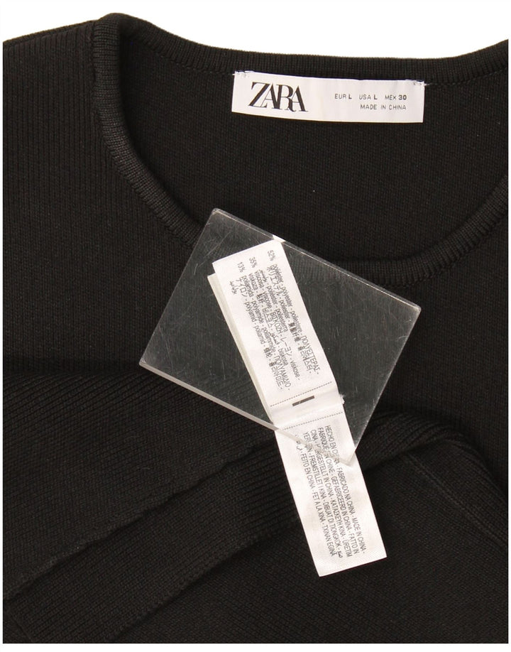 Abito maglione senza maniche da donna Zara UK 14 grande poliestere nero