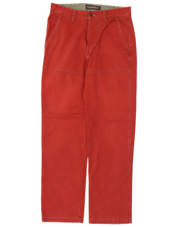 40Weft Mens Straight Chino Trousers W33 L33 Red Cotton