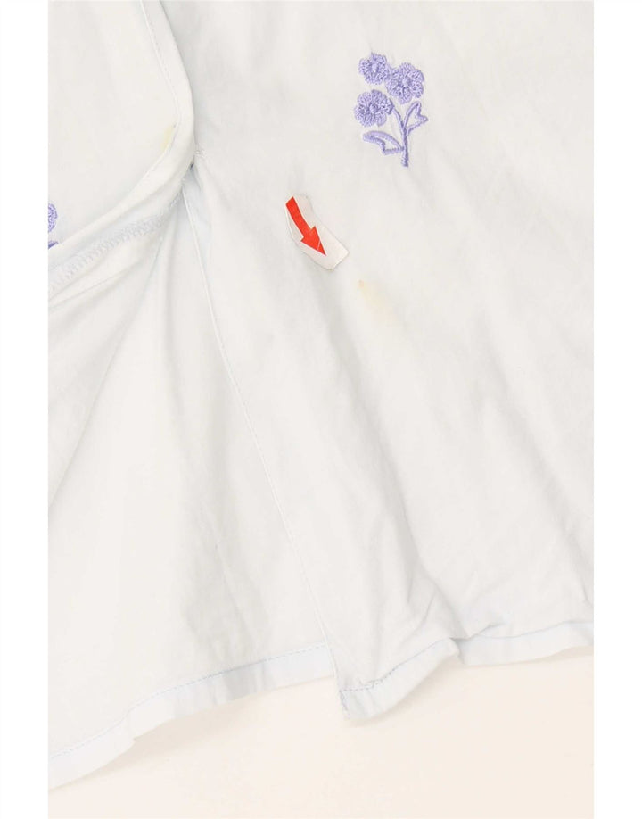 Camicia a maniche corte da donna Marks & Spencer UK 12 Cotone floreale blu medio