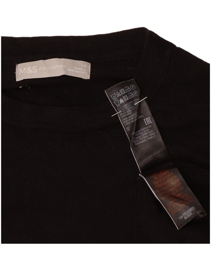 Maglione maglione girocollo da donna Marks & Spencer UK 14 grande lana nera