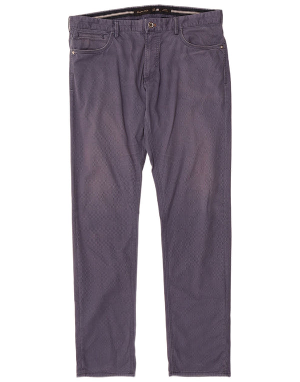 MASSIMO DUTTI Pantaloni casual da uomo EU 44 Large W34 L33 Blu navy maculato