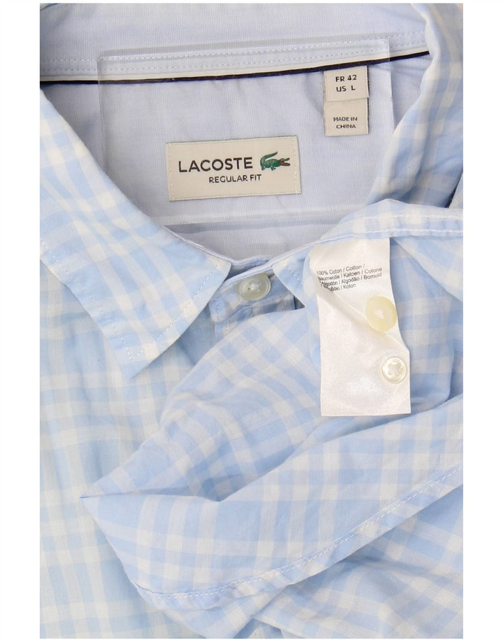 Camicia Lacoste da uomo vestibilità regolare taglia 42 grande cotone a quadri blu