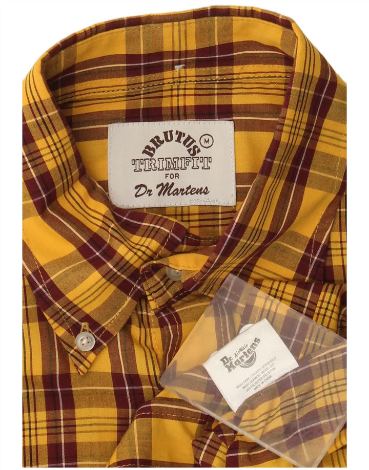 Camicia da uomo a maniche corte Dr Martens in poliestere a quadri giallo medio