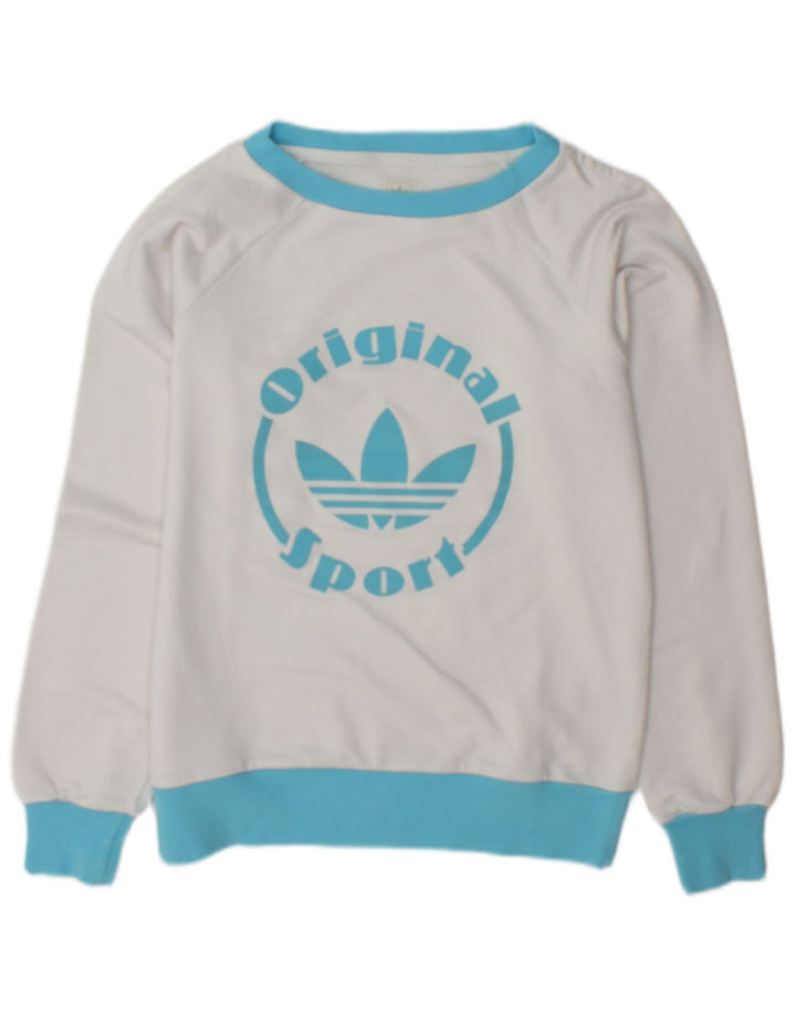 Felpa con Stampa da Donna Adidas IT 46 Large Bianca in Poliestere