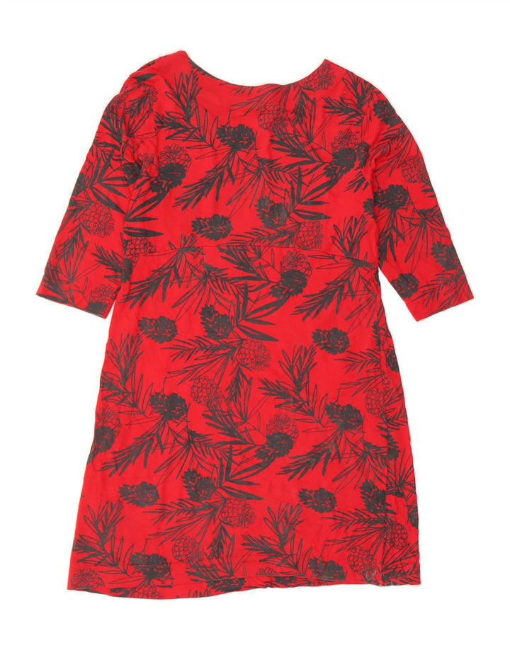 WEIRD FISH Womens 3/4 Sleeve Basic Dress UK 14 Medium Red Cotton Vintage Weird Fish and Second-Hand Weird Fish from Messina Hembry 