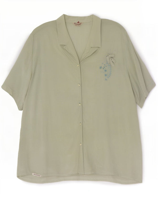 Padovanelle Womens Short Sleeve Shirt Blouse IT 50 XL Green Floral