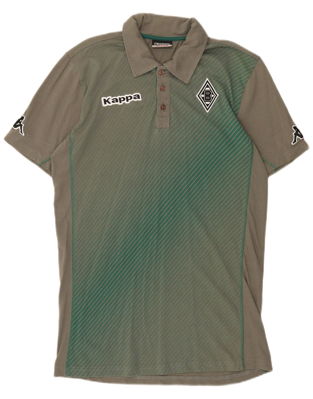 KAPPA Mens Graphic Polo Shirt Medium Khaki Striped Cotton