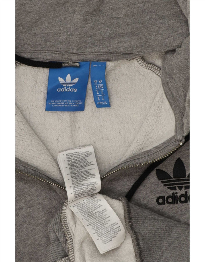 Maglione con cappuccio e zip da uomo Adidas in cotone chiazzato grigio medio