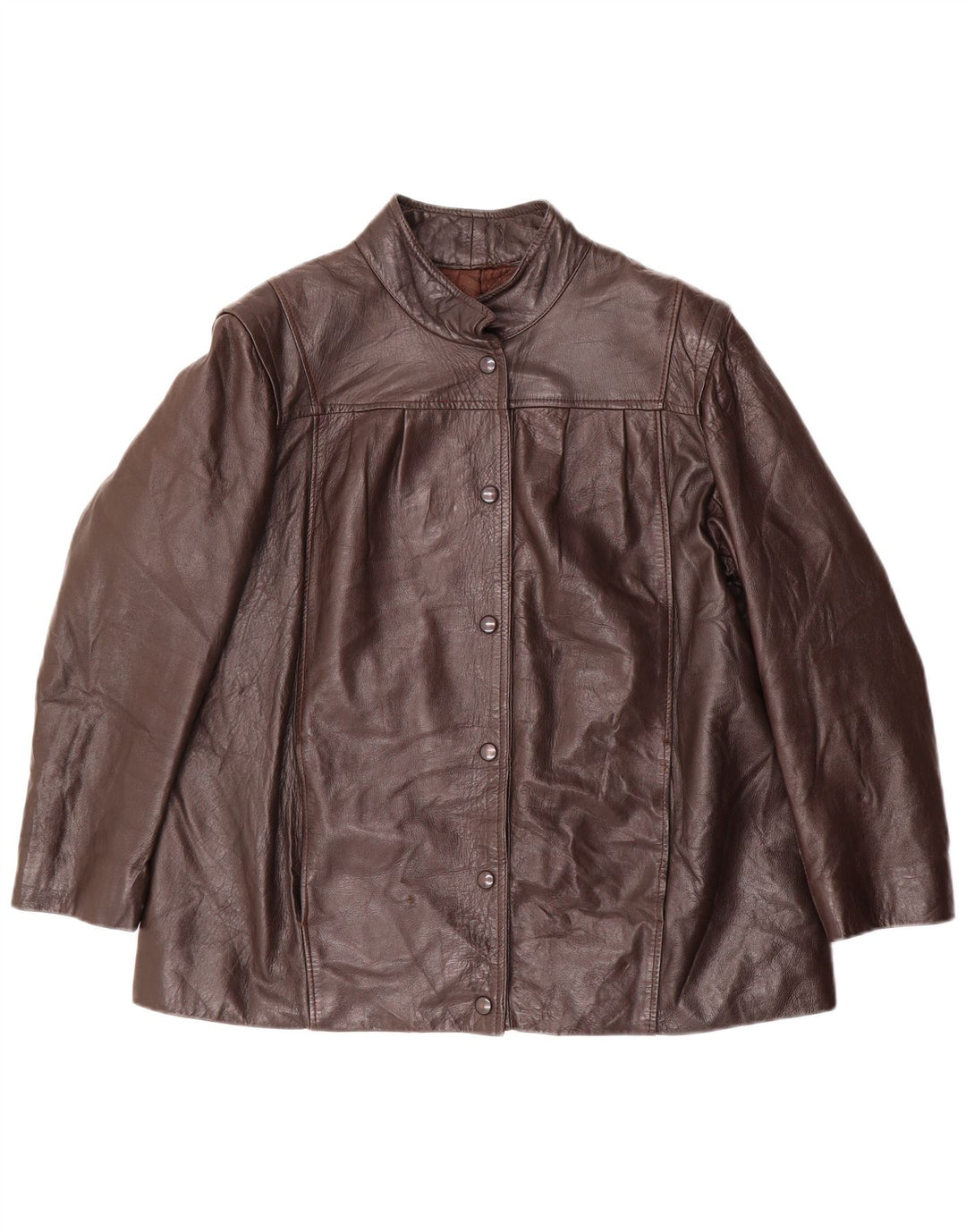 Giacca in pelle vintage da donna UK 18 XL in pelle marrone