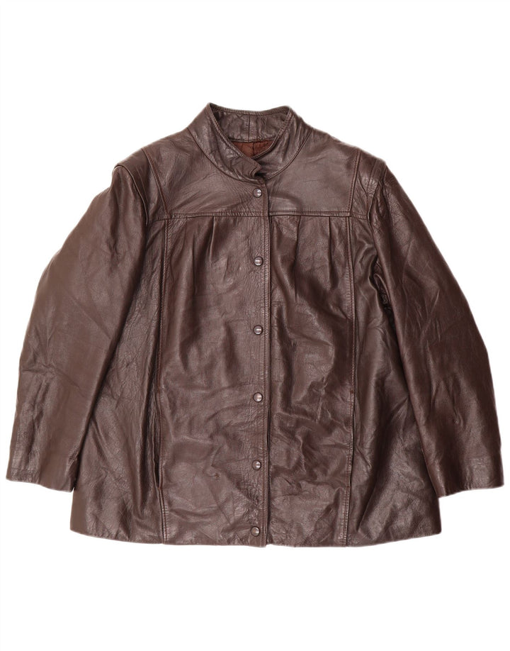 Giacca in pelle vintage da donna UK 18 XL in pelle marrone