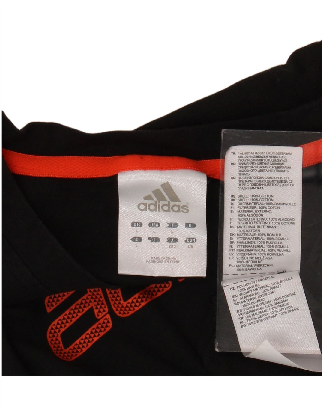 T-shirt grafica da uomo ADIDAS Top grande in cotone nero