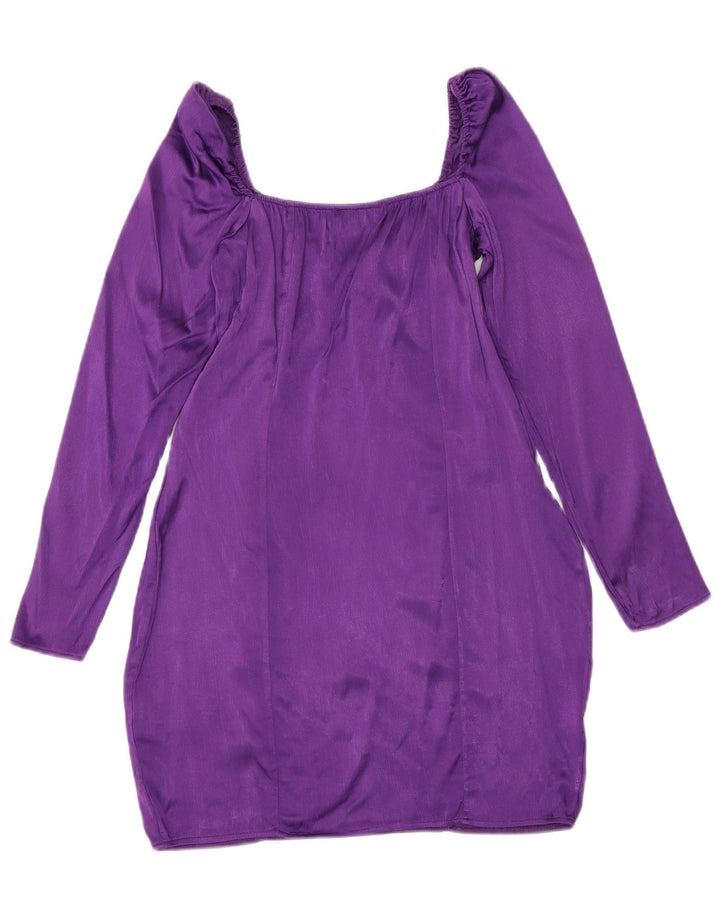 ZARA Womens Long Sleeve Bubble Dress UK 12 Medium Purple Viscose