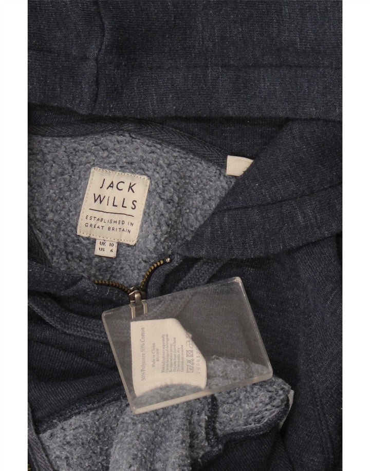 Maglione con cappuccio e zip da donna Jack Wills UK 10 piccolo poliestere blu navy