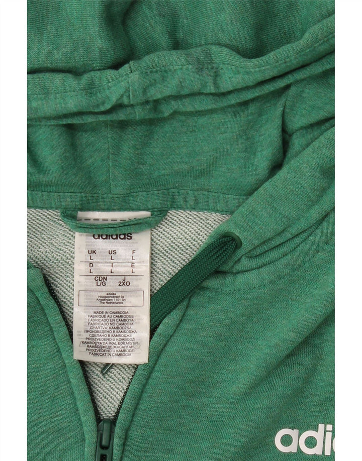 Maglione con cappuccio e zip da uomo Adidas grande in cotone verde