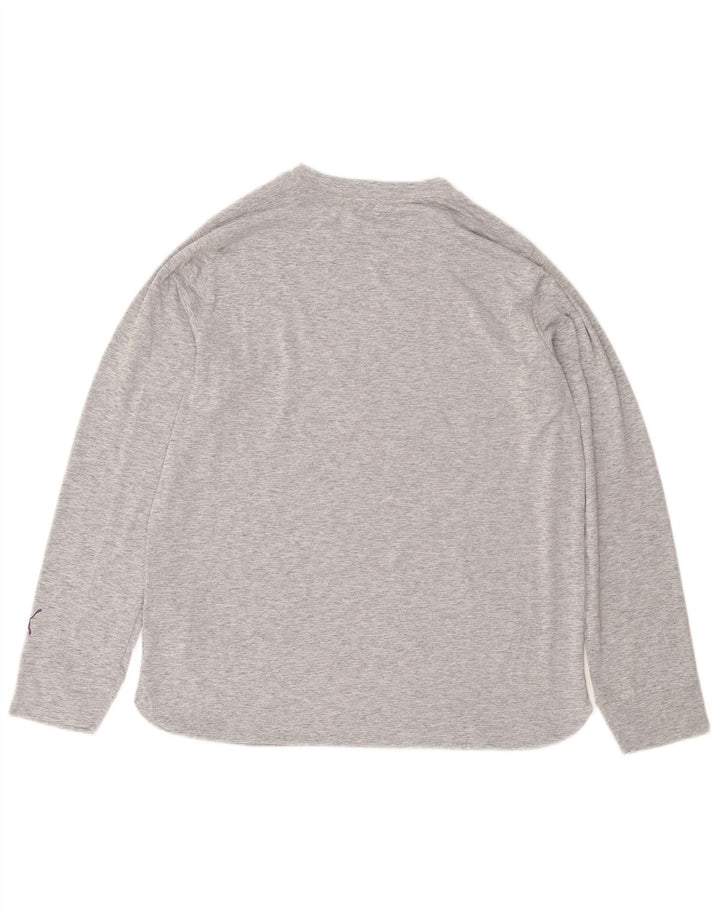 Maglia grafica PUMA da donna a maniche lunghe UK 14 Poliestere screziato grigio medio