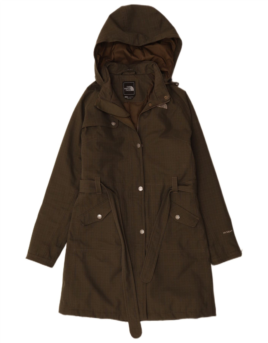 THE NORTH FACE Cappotto giacca a vento con cappuccio da donna UK 14 verde medio a quadri