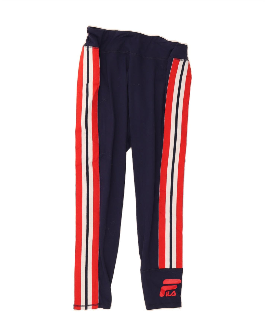 FILA Womens Leggings UK 12 Medium  Navy Blue Colourblock Vintage Fila and Second-Hand Fila from Messina Hembry 