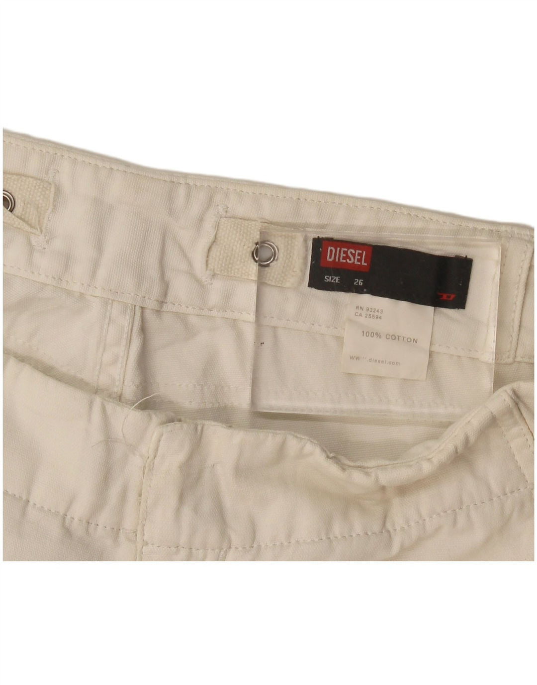 Pantaloncini chino da donna Diesel W26 piccoli in cotone bianco