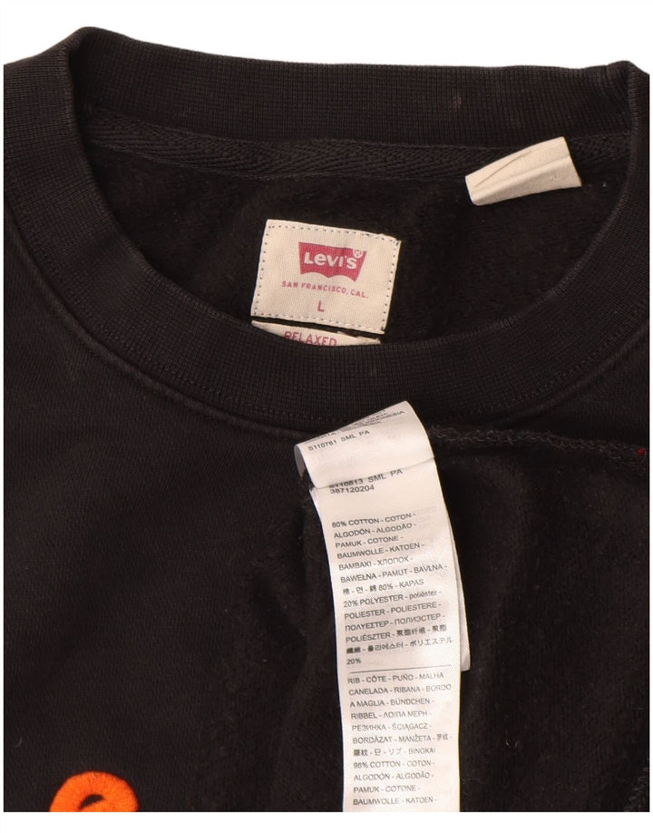 LEVI'S Felpa con grafica rilassata da uomo, grande, in cotone nero