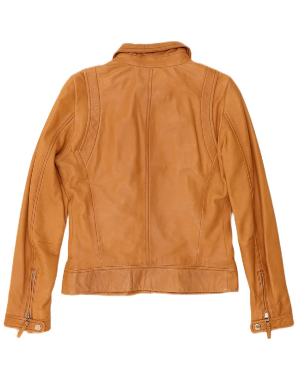 Giacca in pelle corta da donna Massimo Dutti UK 12 Pelle di pecora beige media