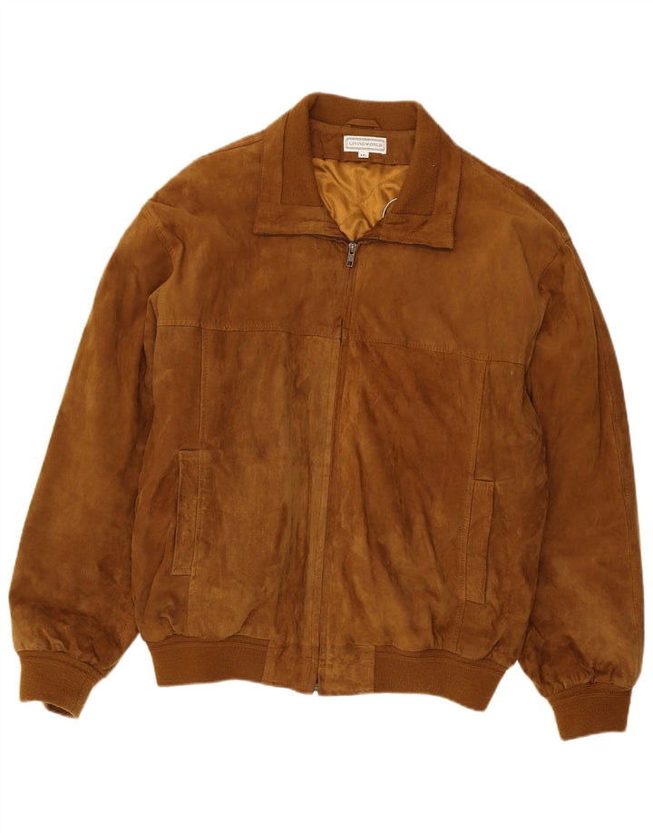 Giacca in pelle scamosciata da uomo Living World UK 44 2XL Pelle marrone