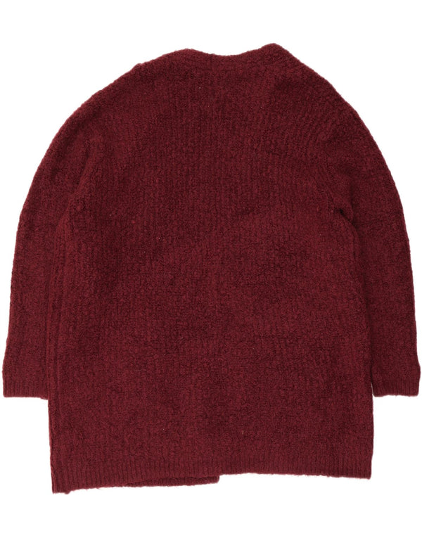Maglione cardigan aperto lungo da donna Marks & Spencer UK 16 grande bordeaux
