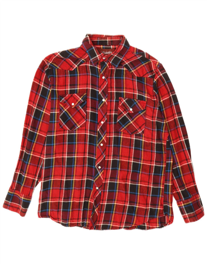 Camicia Wrangler da uomo in flanella occidentale grande scozzese rosso