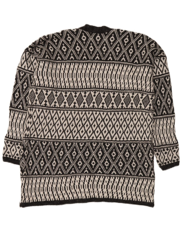 Maglione cardigan aperto da donna M&CO UK 14 Acrilico grigio medio a rombi/diamante