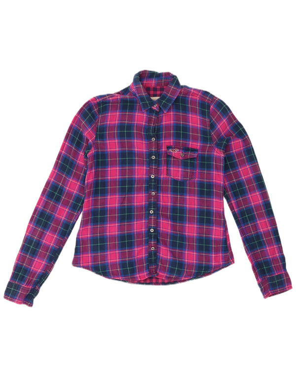Camicia di flanella da donna HOLLISTER UK 14 Cotone a quadri rosa medio
