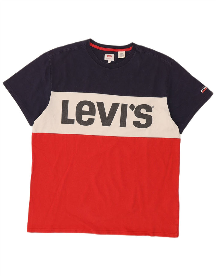T-shirt grafica da uomo LEVI'S Top grande in cotone color block rosso