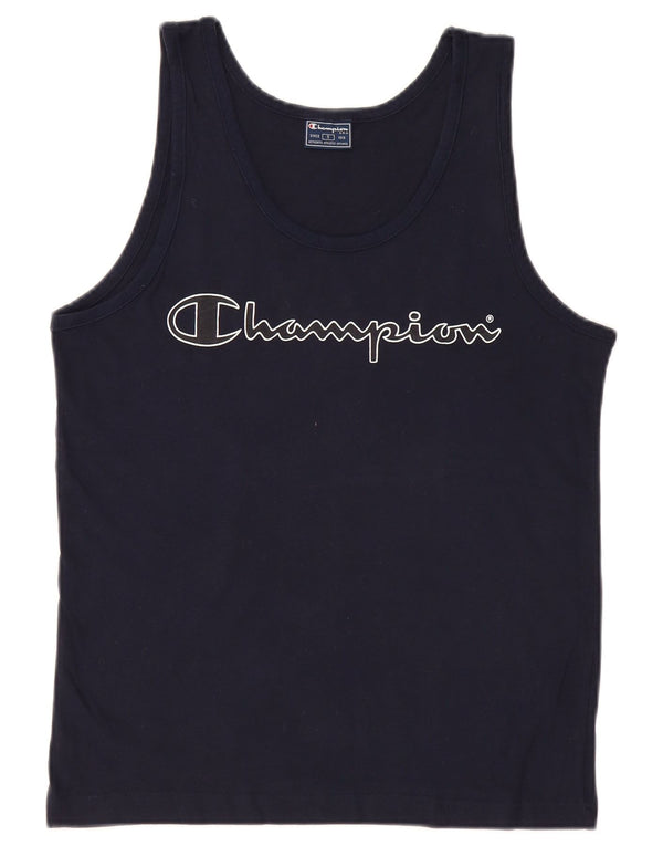 Canotta grafica da uomo Champion Small in cotone blu navy