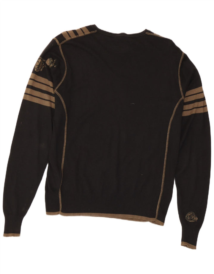 Maglione da uomo Diesel con scollo a barca in seta a righe nere medie