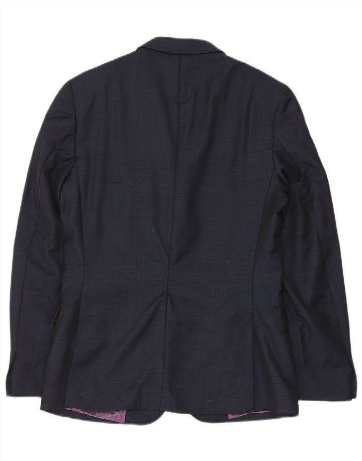 Giacca blazer da uomo a 1 bottone Ted Baker US 36 piccola in lana blu navy