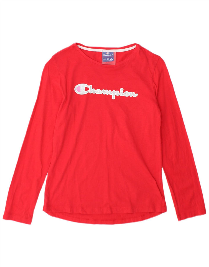 Maglietta grafica Champion da bambino a maniche lunghe 13-14 anni XL Rossa