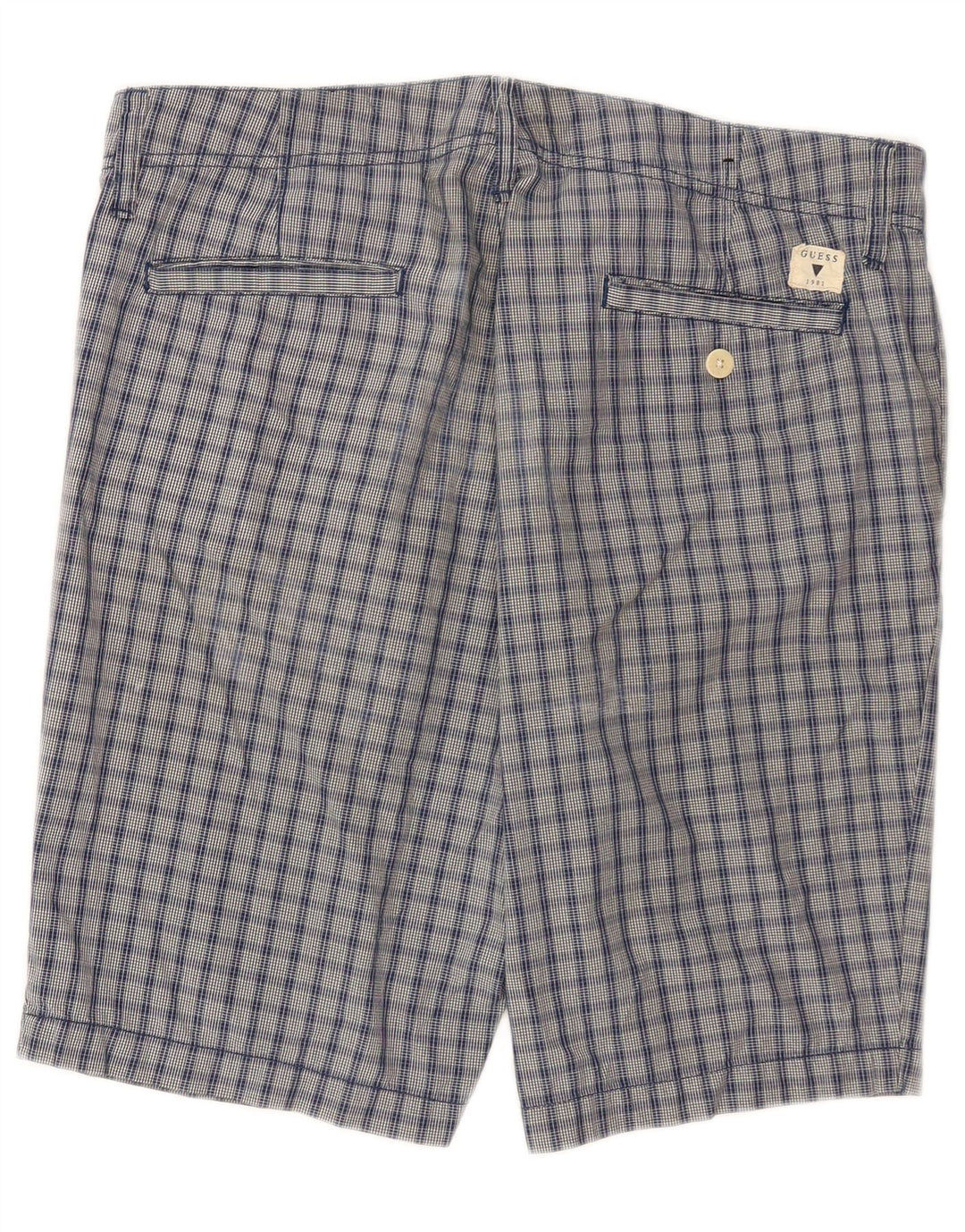 Pantaloncini chino da uomo Guess W34 cotone a quadri grandi blu