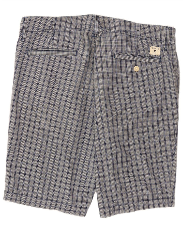Pantaloncini chino da uomo Guess W34 cotone a quadri grandi blu