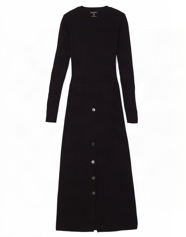 Massimo Dutti Abito maglione da donna a maniche lunghe UK 8 piccolo in lana nera