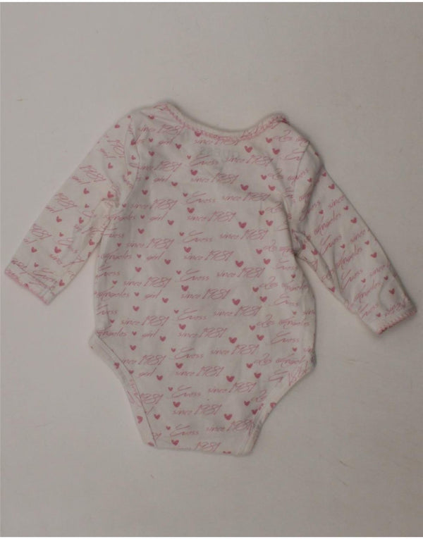 GUESS Baby Girls Graphic Long Sleeve Bodysuit 0-3 Months White