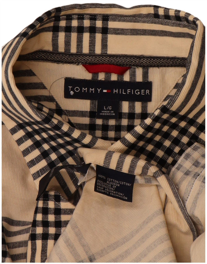 TOMMY HILFIGER Camicia da uomo grande in cotone scozzese beige
