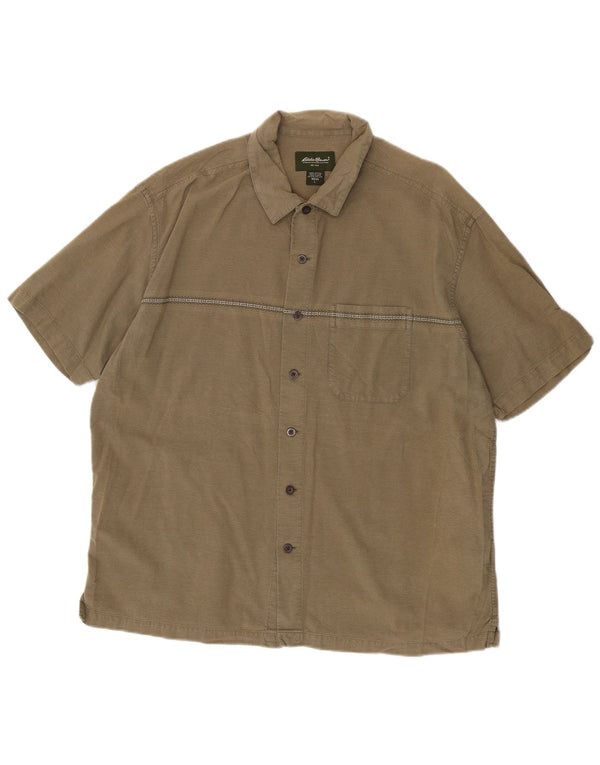EDDIE BAUER Camicia a maniche corte da uomo grande cotone gessato kaki