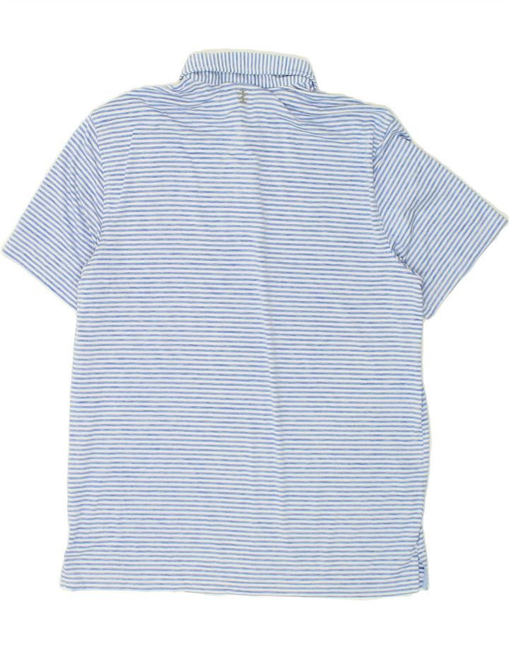IZOD Mens Polo Shirt Medium Blue Striped Polyester Vintage Izod and Second-Hand Izod from Messina Hembry 