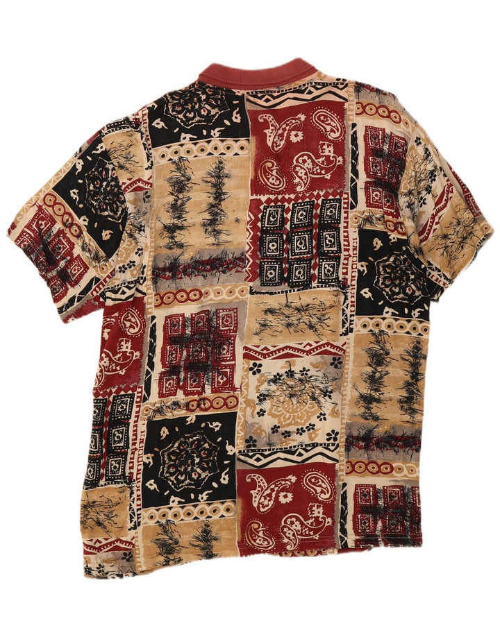 Polo vintage da uomo grande patchwork multicolore