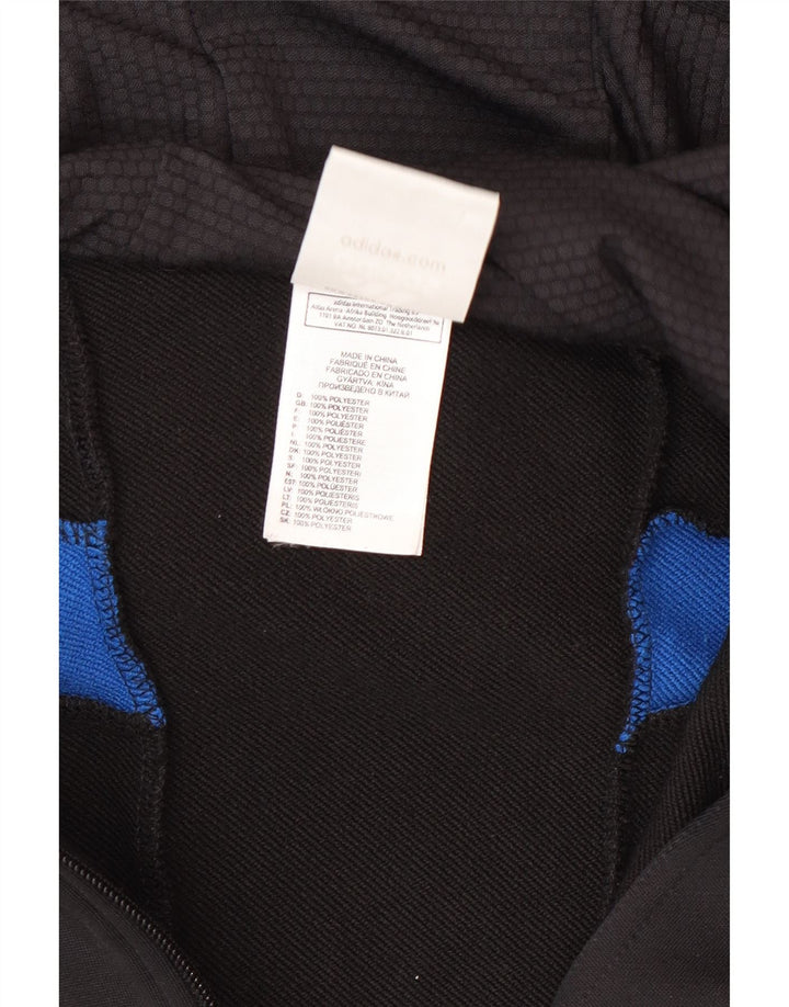 Felpa con cappuccio e zip da uomo Adidas, media, nera, poliestere, sportiva