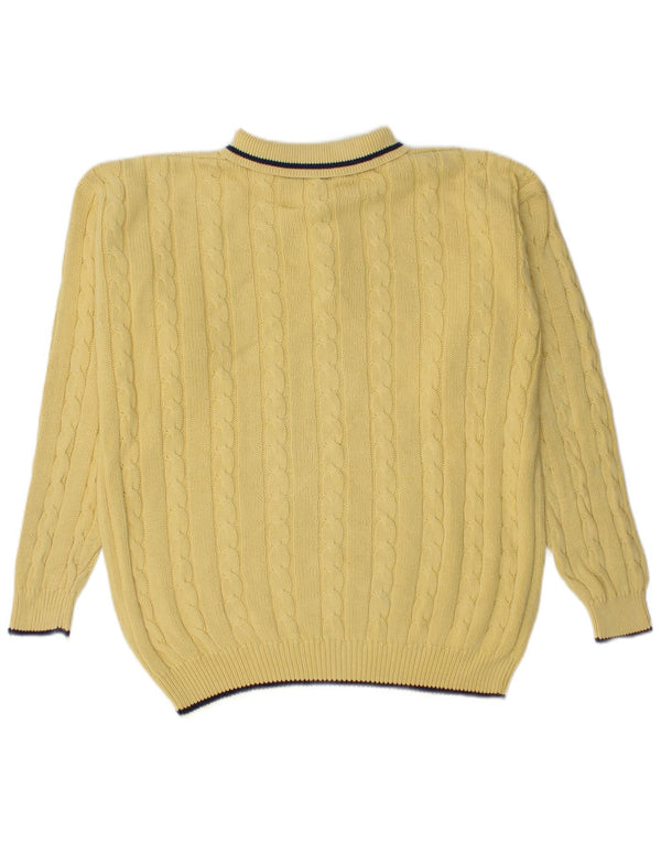 MC NEAL Mens Polo Neck Jumper Sweater Large Yellow Cotton