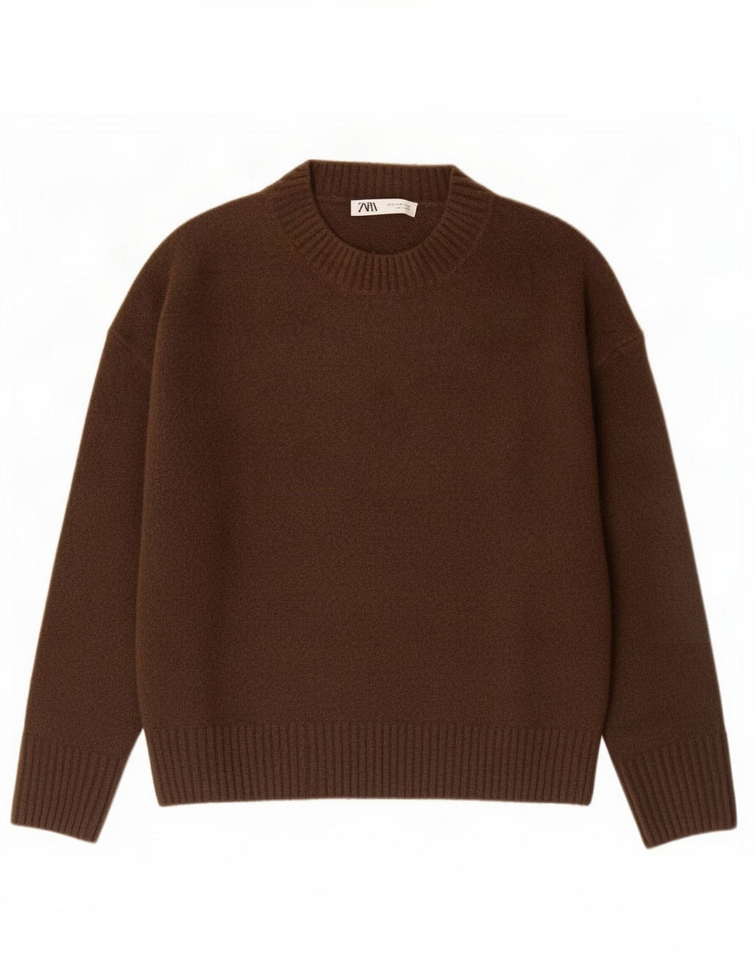 Maglione maglione oversize con scollo a barca da donna Zara UK 10 piccolo marrone