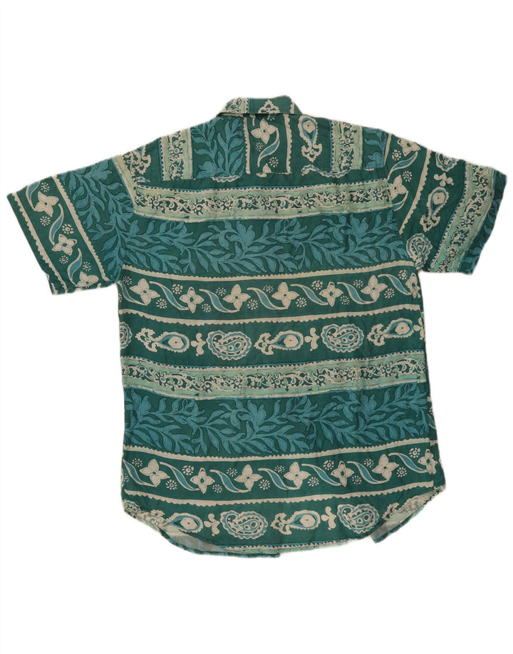 Camicia a maniche corte da uomo James Dillon piccola seta floreale verde