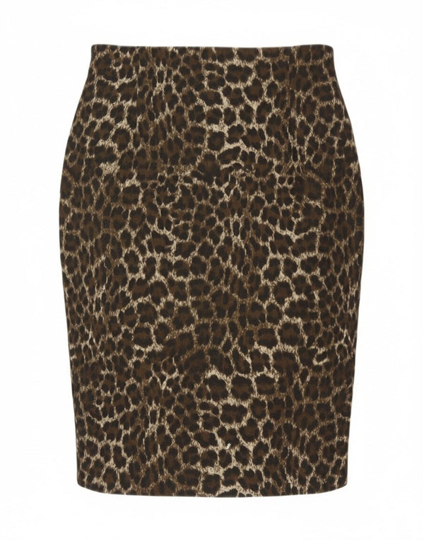 Guess Gonna tubino a vita alta da donna EU 44 Large W30 Marrone Stampa animalier